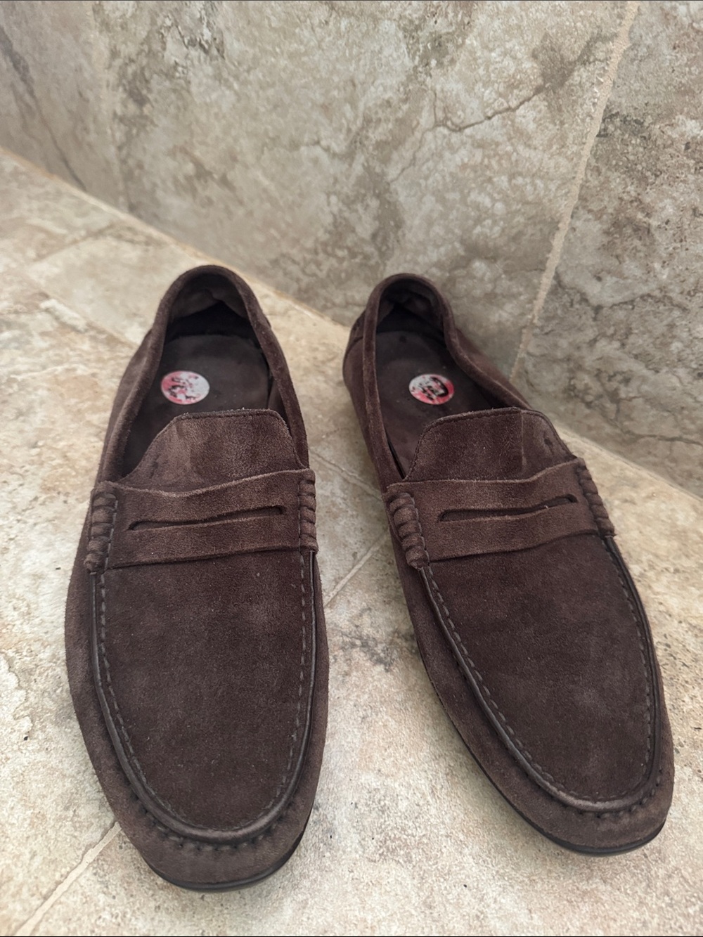 Men’s Harry’s of London penny driver Italian brown suede loafers size 41/10